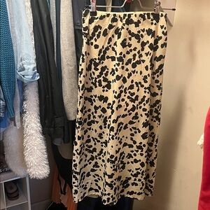 Japna Black and Cream Patterned Midi Skirt